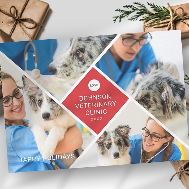 Cartes Pour Fêtes Annuelles Modern Simple Four Photo and Logo Business (Créateur téléchargé)