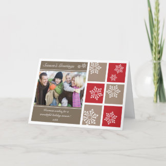 Cartes Pour Fêtes Annuelles Modern Snowflakes Holiday Card (red & grey)