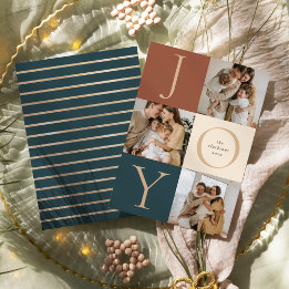 Cartes Pour Fêtes Annuelles Modern Stripes JOIE Fête Photo Neutre