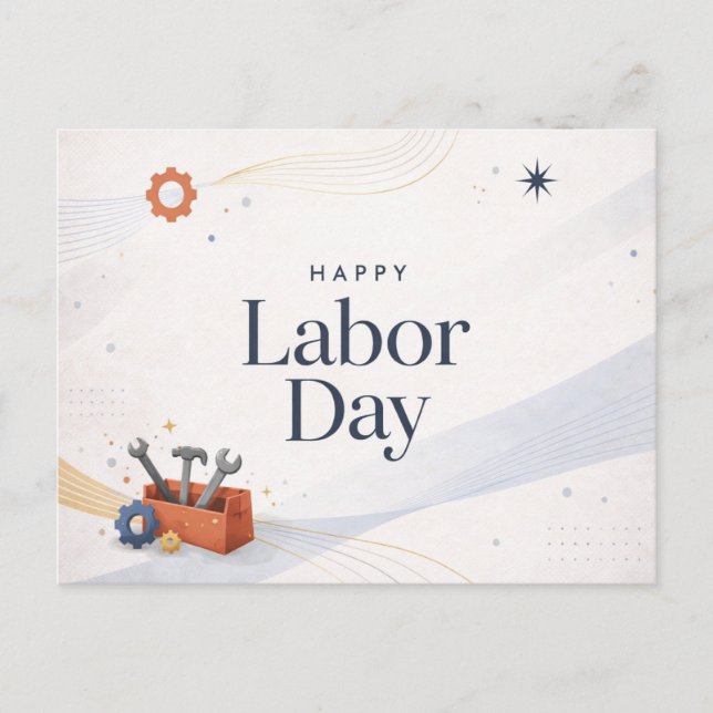 Cartes Pour Fêtes Annuelles Modern Toolbox Happy Labor Day (Devant)
