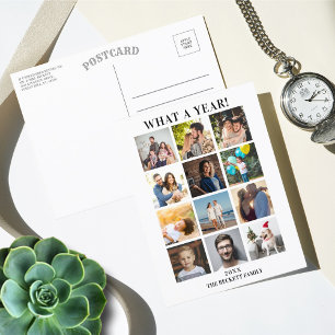 Cartes Pour Fêtes Annuelles Modern What A Year In Review 12 Photo Collage