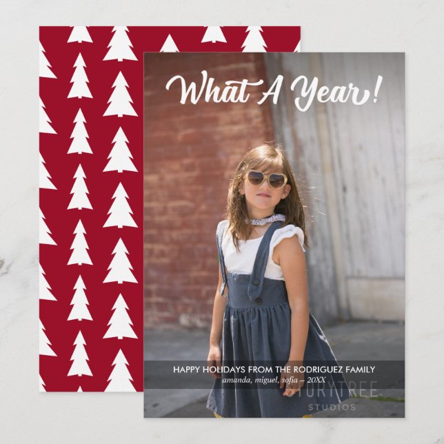 Cartes Pour Fêtes Annuelles Modern What An Custom Photo Holiday (Devant / Derrière)