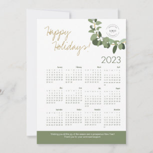 Cartes Pour Fêtes Annuelles Modern Wreath Your Logo ici Calendrier 2023
