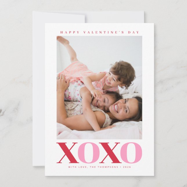 Cartes Pour Fêtes Annuelles Modern XOXO Valentine Photo (Devant)
