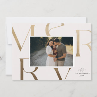 Cartes Pour Fêtes Annuelles Moderne 1 Photo Faux Or Joyeux Noël Vacances