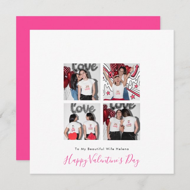 Cartes Pour Fêtes Annuelles Moderne 4 photo LGBT Lesbian Love Femme Valentine (Devant / Derrière)