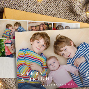 Cartes Pour Fêtes Annuelles Moderne 6 photo collage blanc typographie Noël