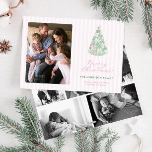 Cartes Pour Fêtes Annuelles Moderne Arcs de Noël à l'aquarelle Rose Vert Photo