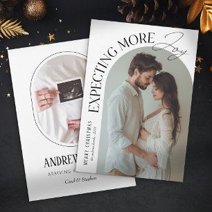 Cartes Pour Fêtes Annuelles Moderne Attente plus Joy Photo bébé Noël