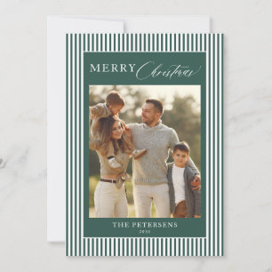 Cartes Pour Fêtes Annuelles Moderne bandes vertes photo de famille Noël