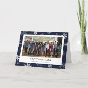 Cartes Pour Fêtes Annuelles Moderne Blue Snowflake Photo Business