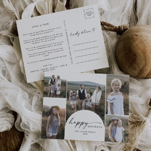 Cartes Pour Fêtes Annuelles Moderne Boho Arch Multi Photo Family Nouvelles