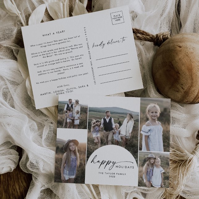 Cartes Pour Fêtes Annuelles Moderne Boho Arch Multi Photo Family Nouvelles (Créateur téléchargé)