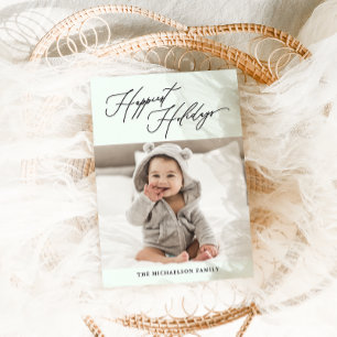 Cartes Pour Fêtes Annuelles Moderne Botanique Vert Joyeux vacances Photo