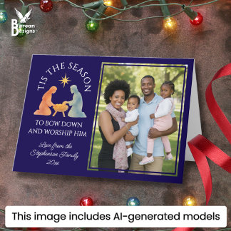 Cartes Pour Fêtes Annuelles Moderne C'EST LA SAISON DE NOËL Photo de famille N