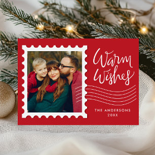 Cartes Pour Fêtes Annuelles Moderne Chaleureux Souhaits Famille Photo Postage