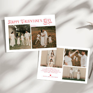 Cartes Pour Fêtes Annuelles Moderne Chic Famille 5 Photos Joyeuse Saint-Valent