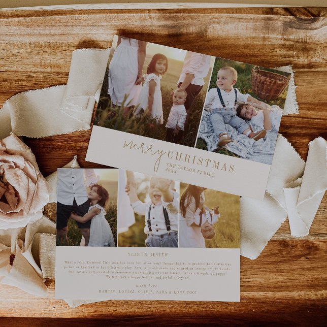 Cartes Pour Fêtes Annuelles Moderne Chic | Nouvelles de Noël en collage photo  (Créateur téléchargé)