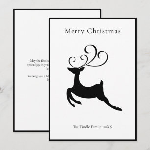Cartes Pour Fêtes Annuelles Moderne Chic Renne Noir et Blanc         
