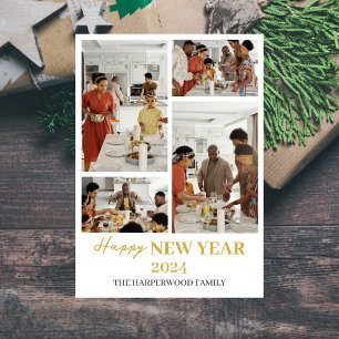 Cartes Pour Fêtes Annuelles Moderne collage de 4 photos Bonne année