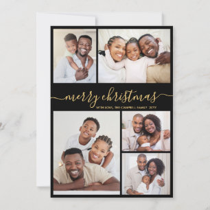 Cartes Pour Fêtes Annuelles Moderne Collage De Noël À 5 Photos Avec Écriture O