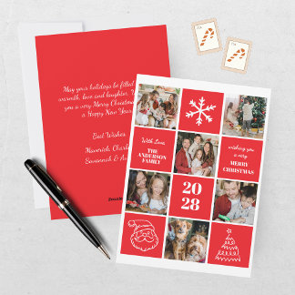 Cartes Pour Fêtes Annuelles Moderne Collage de Six Photos de Noël en Rouge