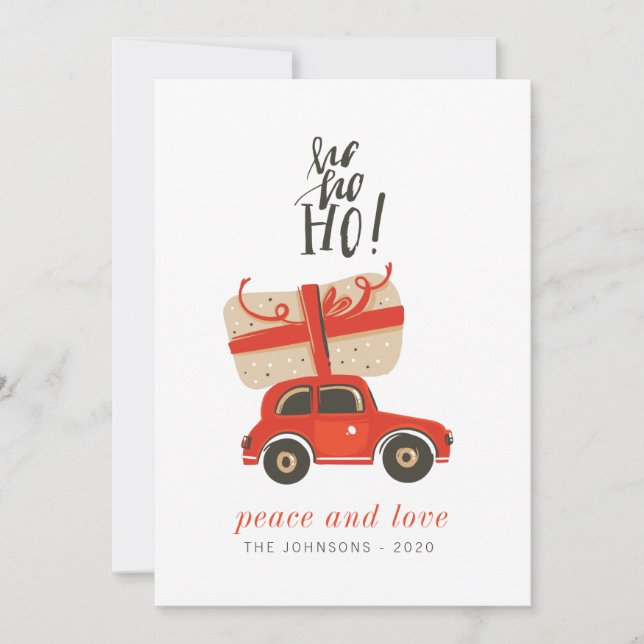 Cartes Pour Fêtes Annuelles Moderne Cute Chic Noël Cadeau Voiture Rouge (Devant)