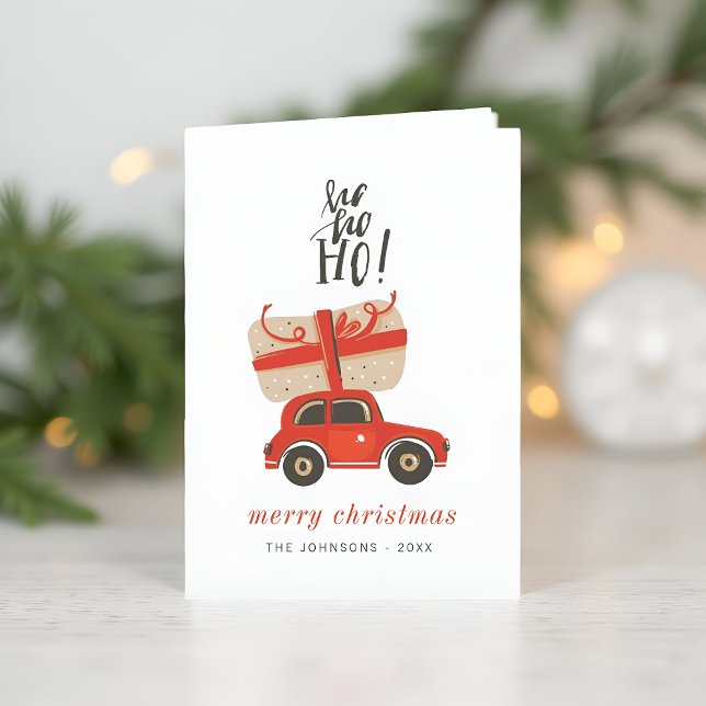 Cartes Pour Fêtes Annuelles Moderne Cute Chic Noël Cadeau Voiture Rouge (Créateur téléchargé)