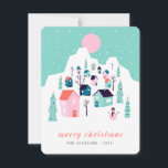 Cartes Pour Fêtes Annuelles Moderne Cute Nordic Winter Mountain Village<br><div class="desc">Le design se compose d'une touche moderne à une nuit enneigée sur un petit village de montagne. C'est mignon,  moderne et amusant !

Disponible ici :
http://www.zazzle.com/store/selectpartysupplies</div>