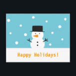 Cartes Pour Fêtes Annuelles Moderne, Cute Snowman pour Christmas<br><div class="desc">Spread the Christmas cheer this solive holiday season with this cute snowman that is wearing a black top, and a carrot for its nose on snow winter background. A modern holiday design that make use of minimum lines and shapes which makes it classy and elegant as a greeting postcard for...</div>