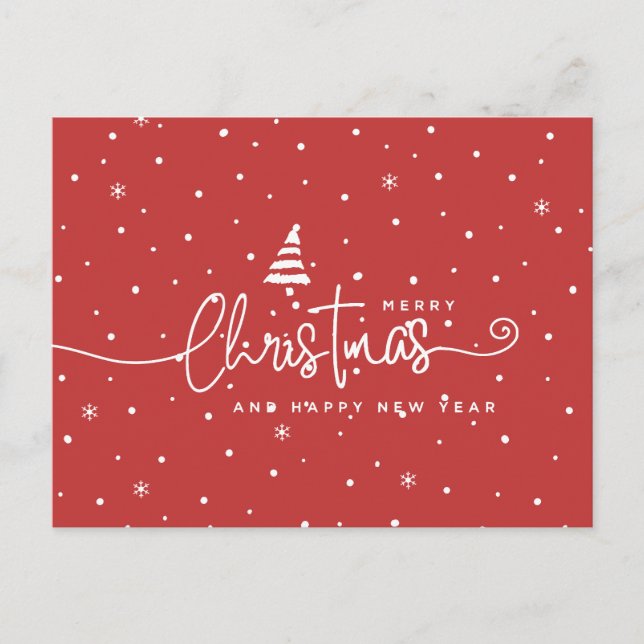 Cartes Pour Fêtes Annuelles Moderne de style nordique rouge et blanc (Devant)