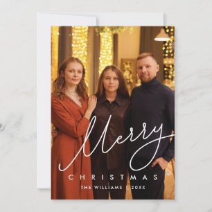 Cartes Pour Fêtes Annuelles Moderne Écriture Douce, Joyeux Noël Photo de Famil