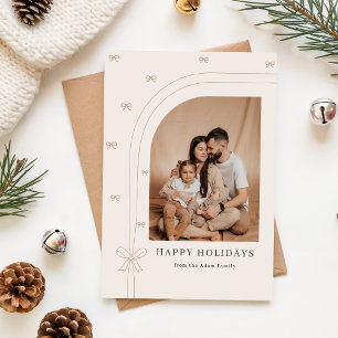 Cartes Pour Fêtes Annuelles Moderne Élégant Arc Familial Photo Noël