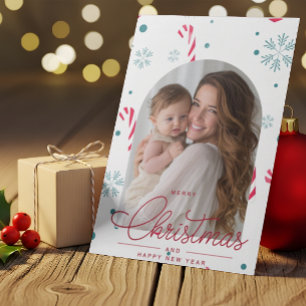 Cartes Pour Fêtes Annuelles Moderne Élégant Rouge Script Photo Joyeux Noël