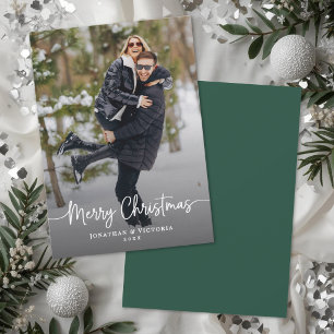 Cartes Pour Fêtes Annuelles Moderne Élégant Script Minimaliste 1 Photo Noël