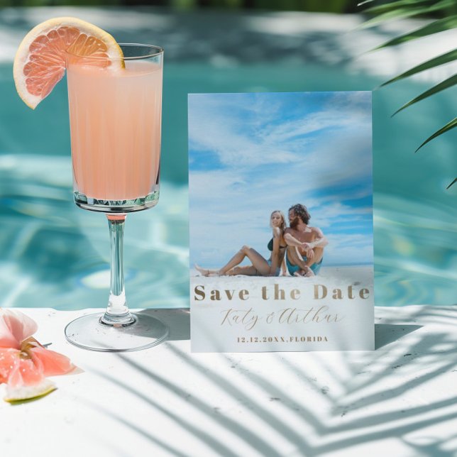 Cartes Pour Fêtes Annuelles Moderne Enregistrer la date Faux Gold (Créateur téléchargé)