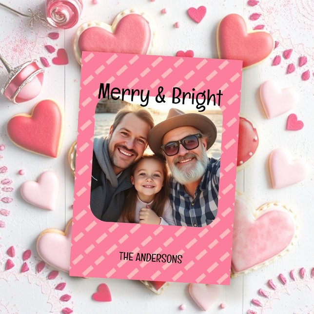 Cartes Pour Fêtes Annuelles Moderne épicé rose géométrique Une photo (Créateur téléchargé)