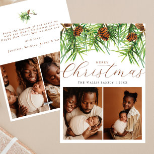 Cartes Pour Fêtes Annuelles Moderne et élégant 4 Photo Collage Pins de Noël