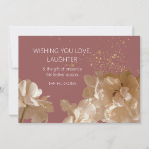 Cartes Pour Fêtes Annuelles Moderne et festive Fleurs de Noël rose et or