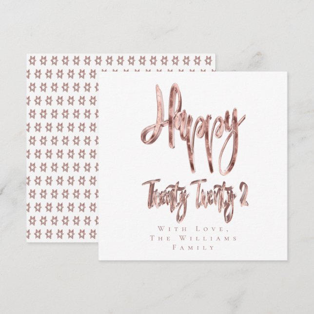 Cartes Pour Fêtes Annuelles Moderne Faux Rose or Bonne année 2022 (Devant / Derrière)