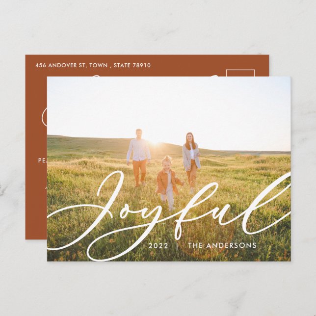 Cartes Pour Fêtes Annuelles Moderne feuillage minimal 1 script photo élégant (Devant / Derrière)