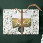 Cartes Pour Fêtes Annuelles Moderne feuillage minimal 1 script photo élégant h<br><div class="desc">Design feuillage minimaliste classe élégante carte postale de Noël de Noël de Noël de fête. L'eucalyptus peint à la main,  le feuillage minimal et la couronne de rotin rustique moderne donnent à cette carte de vacances une atmosphère luxueuse. Dans les verts,  les bruns et les gris.</div>