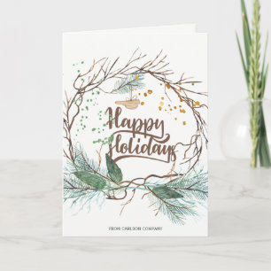 Cartes Pour Fêtes Annuelles Moderne forêt d'hiver branches séchées pin entrepr