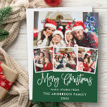 Cartes Pour Fêtes Annuelles Moderne Fun Calliage 4 Photo Christmas Green<br><div class="desc">Calligraphie moderne Script 4 Photo Joyeux Noël Carte de famille verte</div>