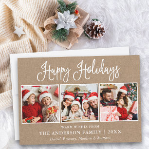 Cartes Pour Fêtes Annuelles Moderne Fun Calligraphie 3 Photo Kraft