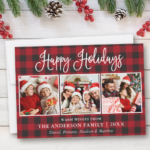 Cartes Pour Fêtes Annuelles Moderne Fun Calligraphie 3 Photo Plaid