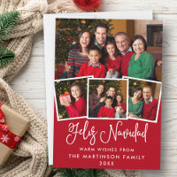 Moderne Fun Calligraphie 4 Photo Feliz Navidad Red