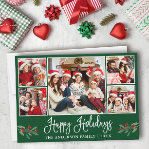 Cartes Pour Fêtes Annuelles Moderne Fun Calligraphie 5 Photo Vert