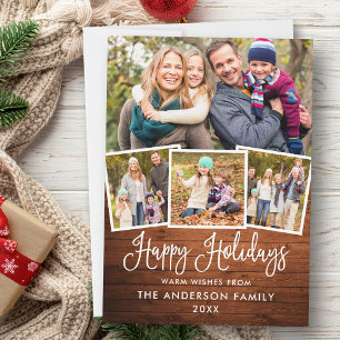 Cartes Pour Fêtes Annuelles Moderne Fun Calligraphie Joyeuses Vacances Bois 4 