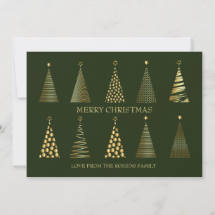 Cartes Pour Fêtes Annuelles Moderne Green & Gold personnalisé Arbre de Noël Ho
